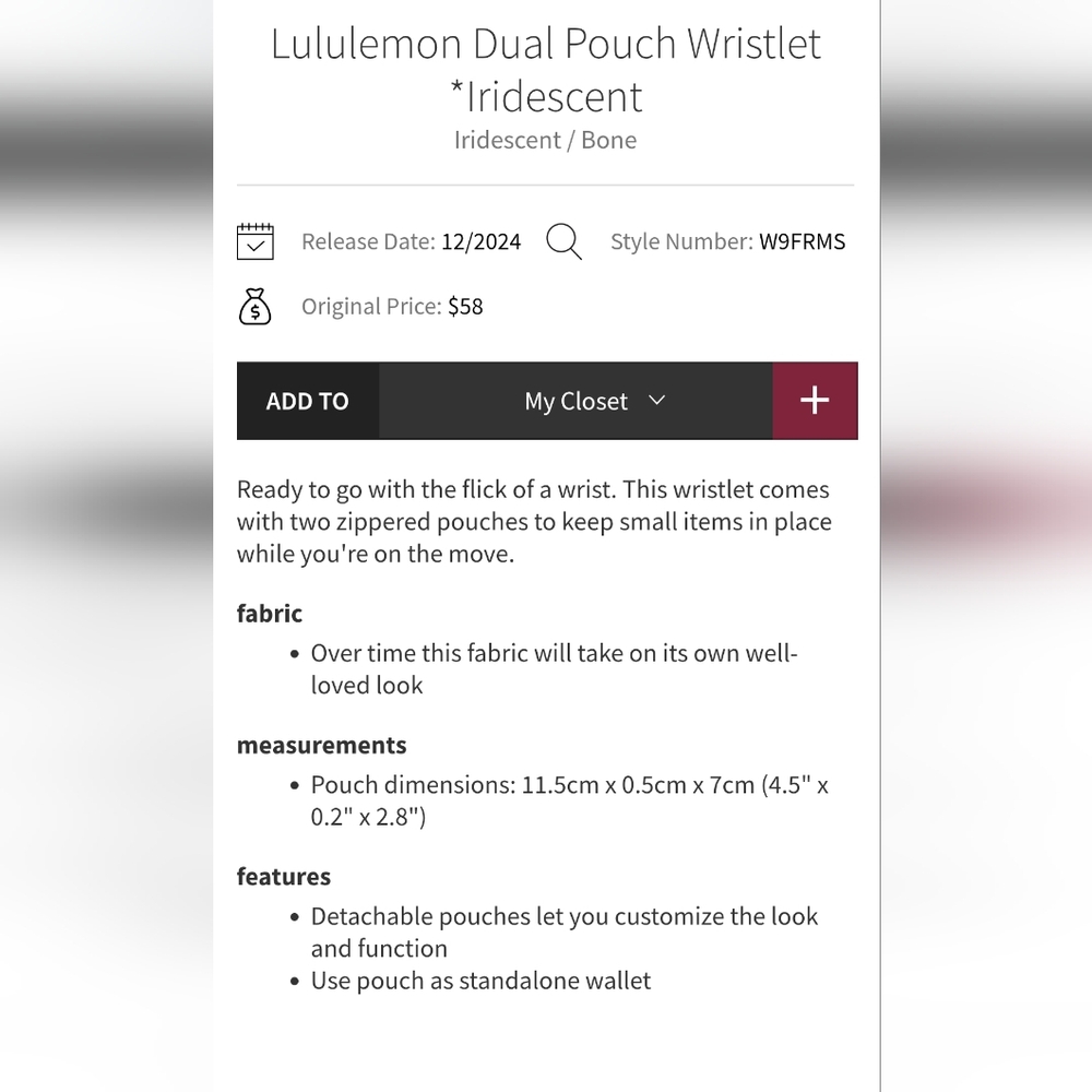 LULULEMON DUAL POUCH IRIDESCENT/BONE LIMITED EDITION - Picture 11 of 11